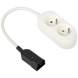 Conector adaptador de corriente IEC320/2XGS – Divisor IEC320 C14 a 2x IEC320 C13
