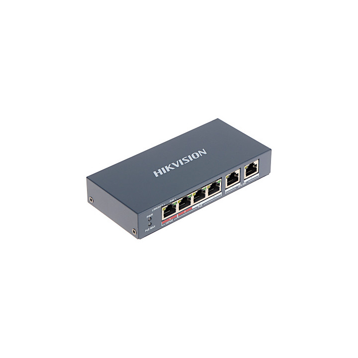 Hikvision DS-3E0106HP-E 6-Port Unmanaged PoE Switch with 4 PoE Ports (IEEE 802.3af, 55W Budget)
