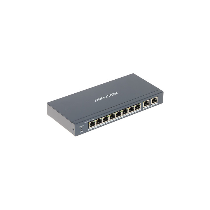 Hikvision DS-3E1310HP-EI 8-Port Unmanaged PoE Switch 10/100 Mbps, 2 Uplink Ports, 120W PoE Budget