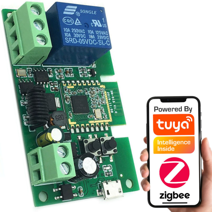 ZigBee RF433 DC Voltage-Free Controller Module 1CH 10A 5V/7-32V AC/DC for Tuya eWelink Sonoff