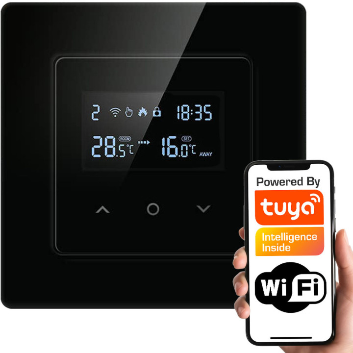 Psmart Smart Thermostat 16A Floor Heating Black RM Series WiFi TUYA