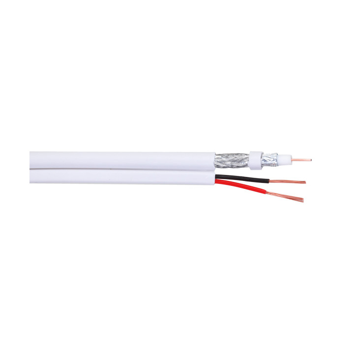 Dahua PFM941I-RG59N/21-100-WHITE Câble de vidéosurveillance coaxial RG59 de 100 m avec 2 cœurs d'alimentation de 0,75 mm²