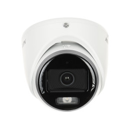 Hikvision DS-2CE70DF0T-LMFS (2,8 mm) Caméra à tourelle analogique ColorVu à lumière hybride intelligente 2 MP, 4 en 1, lumière b