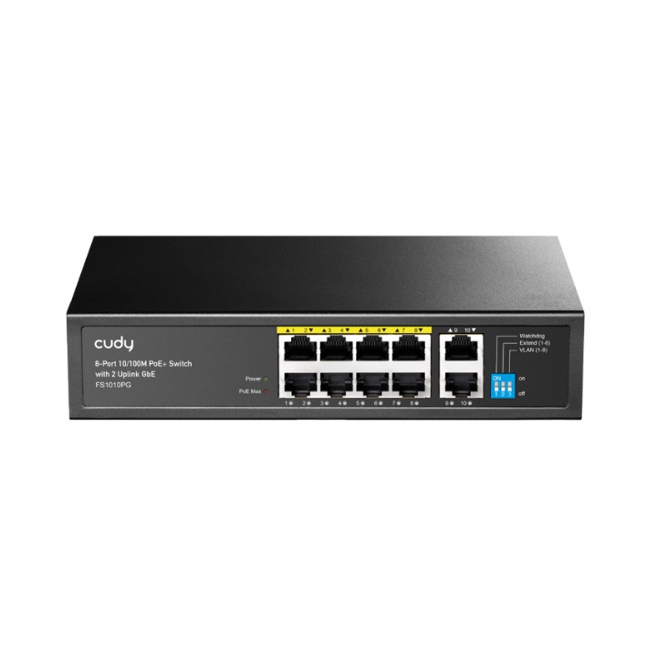 CUDY FS1010PG 8-Port PoE Switch 10/100Mbps 2 Uplink Ports Unmanaged Desktop