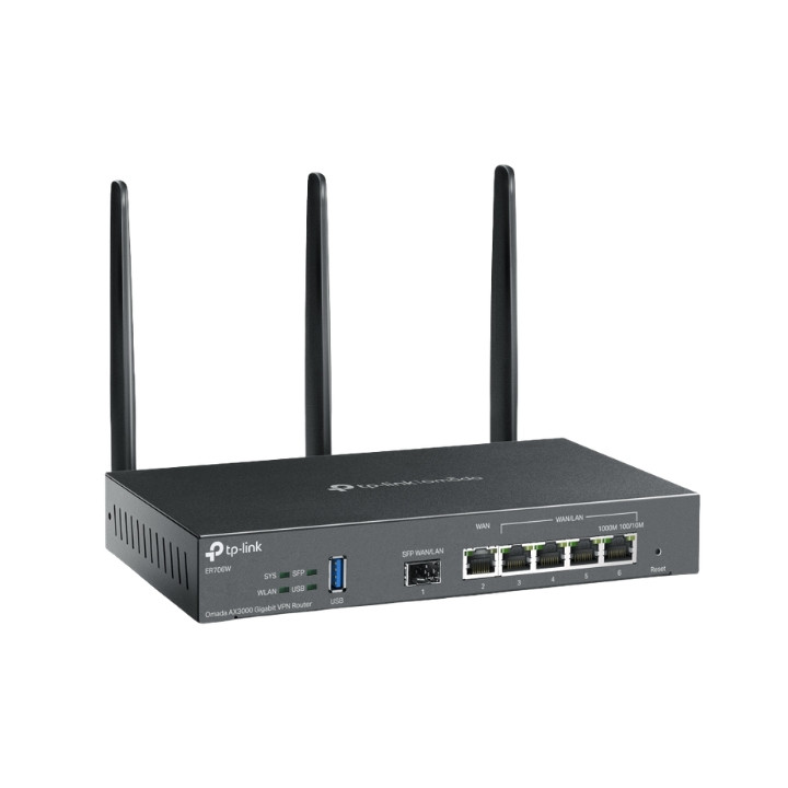 TP-LINK TL-ER706W VPN Router with Wi-Fi 6, Dual-Band 574+2402 Mbps, SFP Port