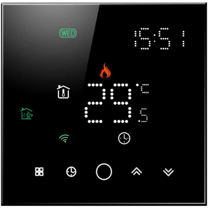 Thermostat WiFi intelligent Tuya 16A noir série PS