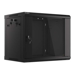 Lanberg LANB-19-09U-450-B 19" Wall-Mount Rack Cabinet 9U 600x450mm Black Glass Door