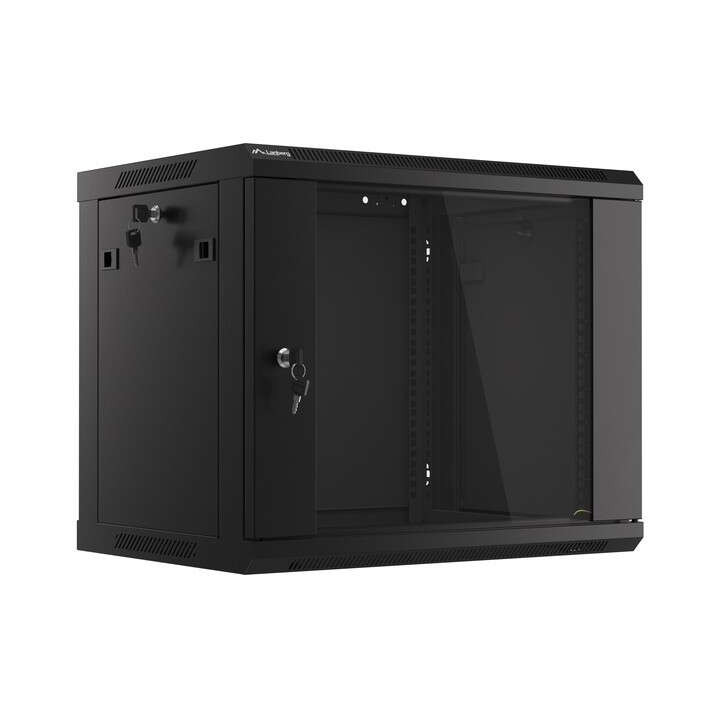 Lanberg LANB-19-09U-450-B 19" Wall-Mount Rack Cabinet 9U 600x450mm Black Glass Door