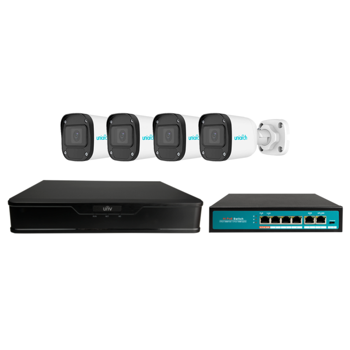 UNIARCH UV-KIT101-B44XPOE 4-Channel PoE CCTV Kit with Cameras