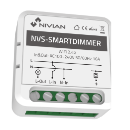 NIVIAN RETAIL NVS-SMARTDIMMER Smart Dimmer Switch – Zigbee Wireless Remote for LED Lighting, 230V, 300W, Compatible with Tuya Ap