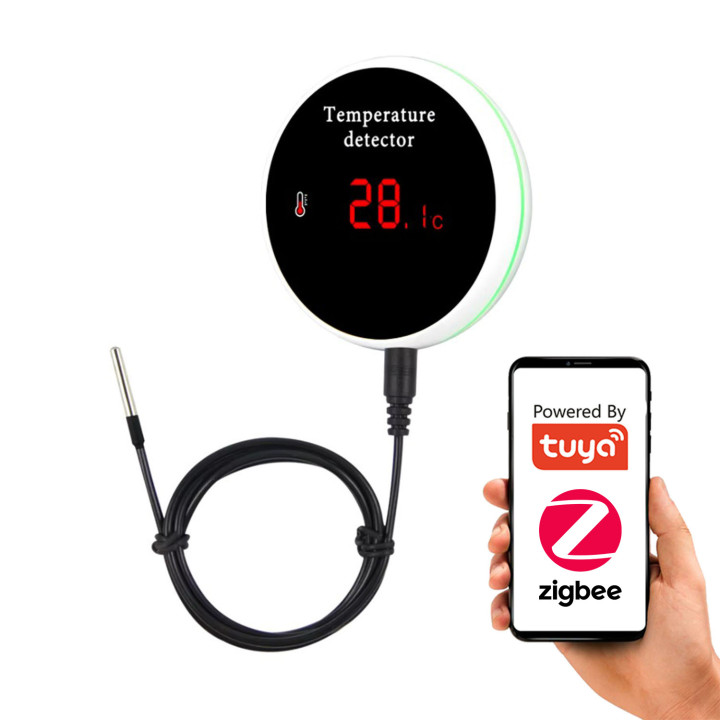 Tuya ZigBee Smart Temperature Sensor with Hermetic Probe 3m LCD Display