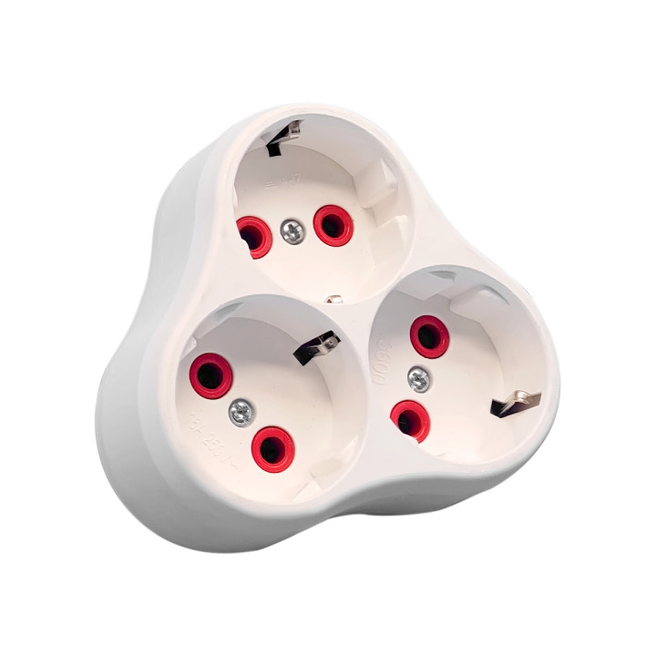 VEXEN VX1014W разветвитель 3-местный с заземлением, белый