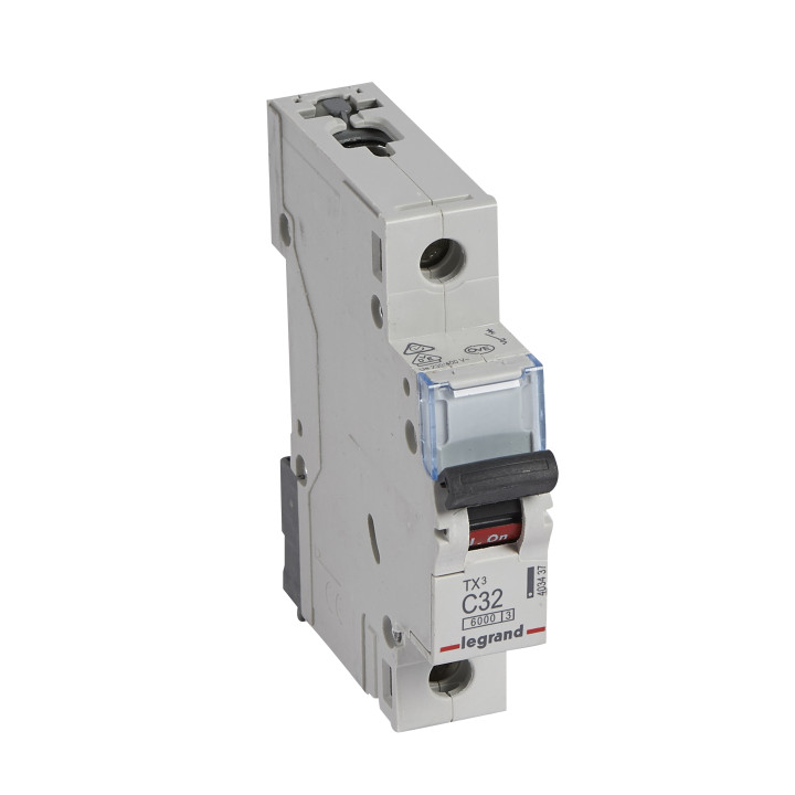 MCB TX 6000 - 1P - 230/400 V - 32 A - courbe C - jeu de barres d'alimentation type broches/fourchettes
