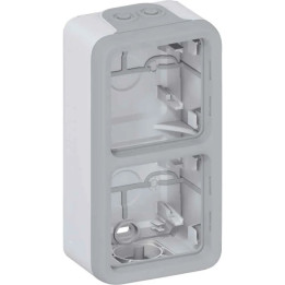 Surface mounting box Plexo IP 55 - 2 gang vert - with membrane glands - grey