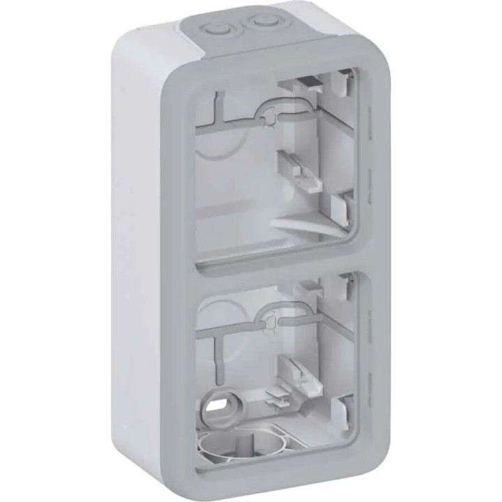 Surface mounting box Plexo IP 55 - 2 gang vert - with membrane glands - grey