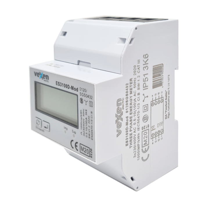 ESM3100DM triphasé, un tarif, compteur d'énergie 100A avec Modbus RTU, MID