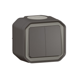 INTERRUPTEUR 2 VOIES PLEXO OU BOUTON POUSSOIR 2 GROUPES - ANTHRACITE - SURFACE
