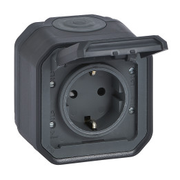 PRISE PLEXO STANDARD ALLEMAND AVEC BORNES À VIS - ANTHRACITE - SURFACE
