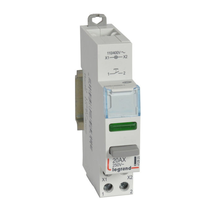 Push-button dual functions - 20 A - 100/400 V/= - NO + green LED indicator