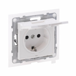 SUNO IP 44 2P+E SOCKET SCHUKO STANDARD AUTO TERMINALS SHUTTERED WHITE