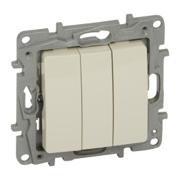 Interrupteur unidirectionnel Niloe - 3 voies - 10 AX - 250 V - bornes à vis - ivoire