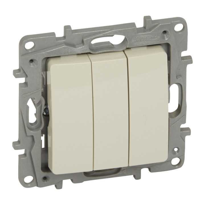 Interrupteur unidirectionnel Niloe - 3 voies - 10 AX - 250 V - bornes à vis - ivoire