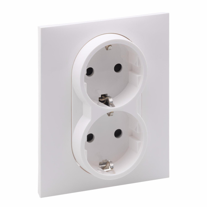 SUNO 2X2P+E SOCKET SCHUKO STANDARD AUTO TERMINALS SHUTTERED WHITE