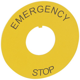 Plaque légende Osmoz - pour tête de champignon - ronde O60 - jaune -ARRET D'URGENCE