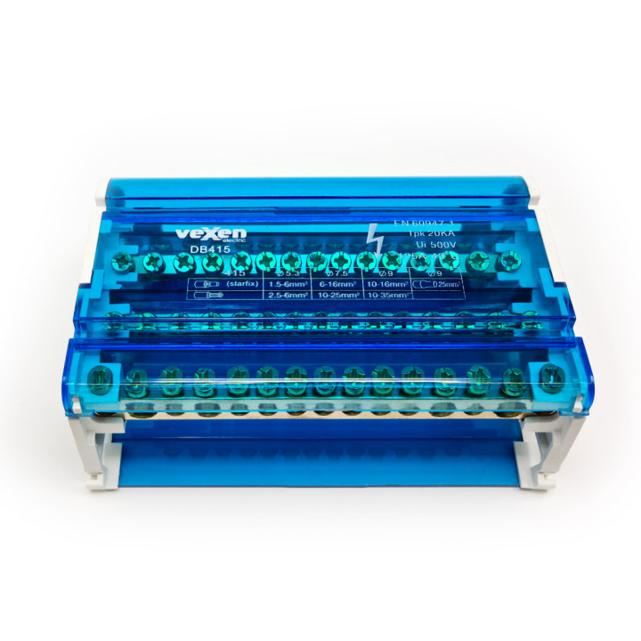 Bloc de distribution 4x15, 125A/500V
