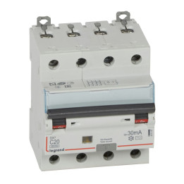 Disjoncteur différentiel - DX 6000 -10 kA -4P-400 V -20 A -30 mA -Type AC