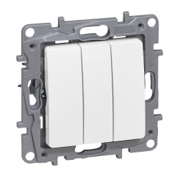 Interrupteur unidirectionnel Niloe - 3 voies - 10 AX - 250 V - bornes à vis - blanc