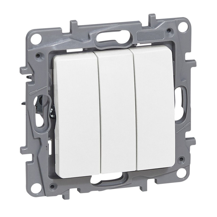 Interrupteur unidirectionnel Niloe - 3 voies - 10 AX - 250 V - bornes à vis - blanc