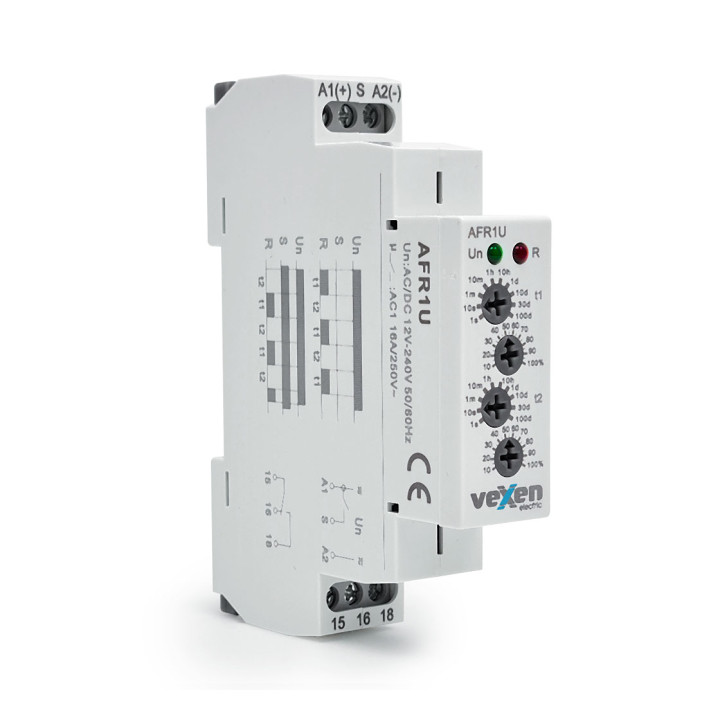 VEXEN AFR1U реле времени асимметричное 1CO 16A AC/DC 12-230V
