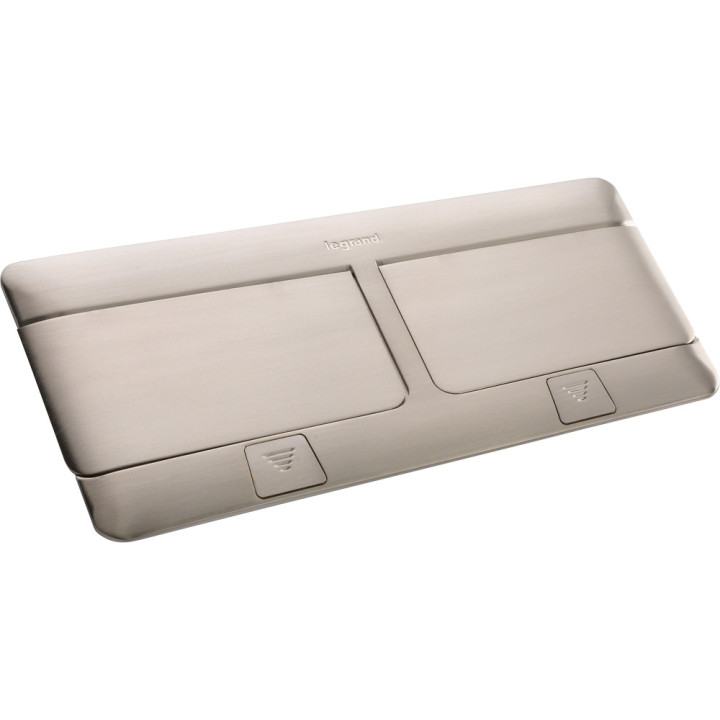 Pop-up box to be equipped - 2 x 4 modules - brushed stainless steel finish
