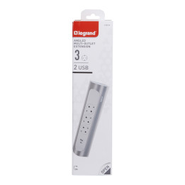 MOES SCH 3X2P+E KĄT NAROŻNY USB A+C BEZ KABLA ALUMINIUM LAKOWANE NA BIAŁO