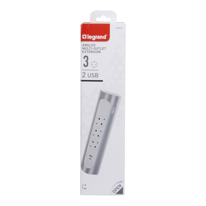 MOES SCH 3X2P+E KĄT NAROŻNY USB A+C BEZ KABLA ALUMINIUM LAKOWANE NA BIAŁO