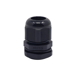 M24-Kabelverschraubung aus schwarzem Kunststoff, IP68, 10–12 mm
