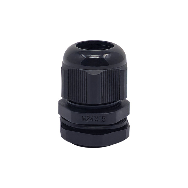 M24-Kabelverschraubung aus schwarzem Kunststoff, IP68, 10–12 mm