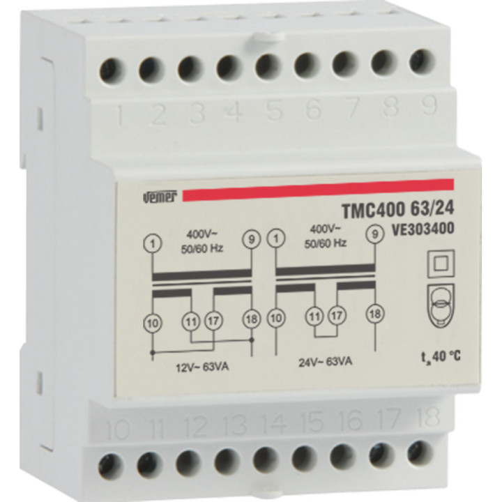 Tmc 63/24 safety transf. 63va 400/12-24v
