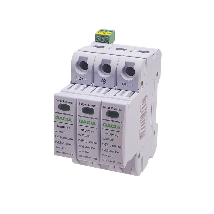 N8UP1+2-PV50 3P, DC1000V, parafoudre type T1+T2, 8kA, avec contact d'alarme 1NO