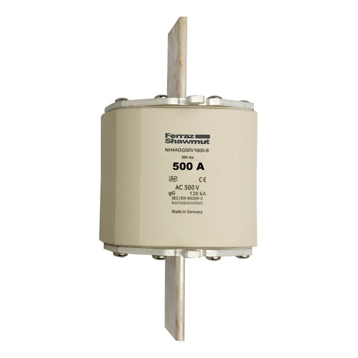 NH fuse-link gG, 500VAC, size 4a, 500A middle indicator/live tags