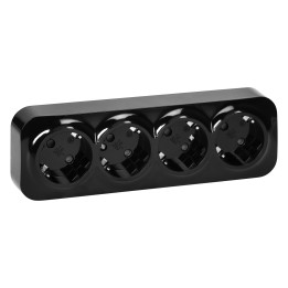 ORNO четырёхместная розетка Schuko чёрная
