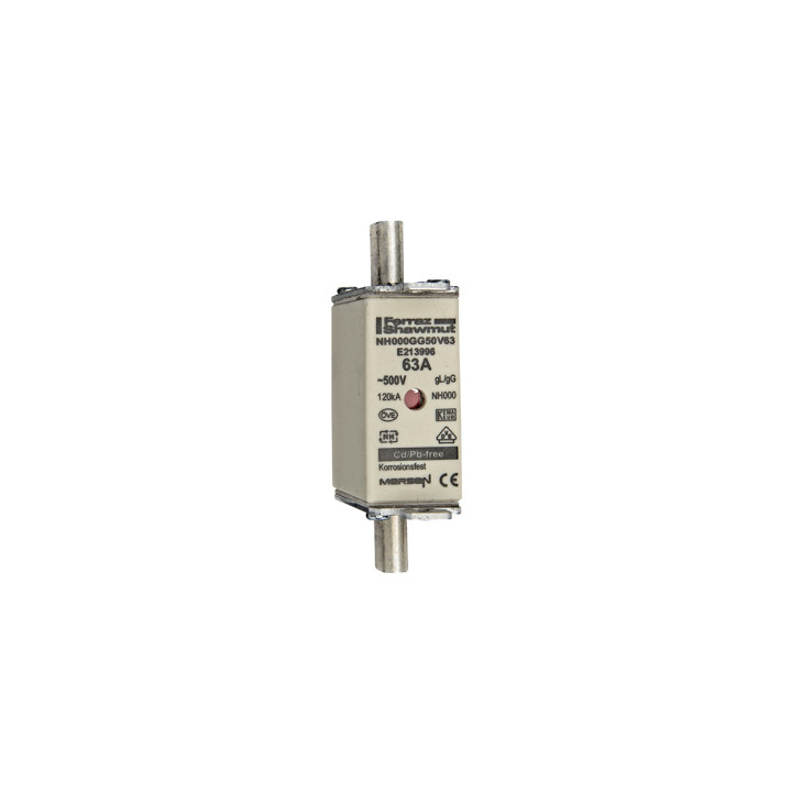 NH fuse-link gG, 500VAC, size 000, 63A double indicator/live tags