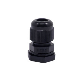 M18-Kabelverschraubung aus schwarzem Kunststoff, IP68, 5–10 mm