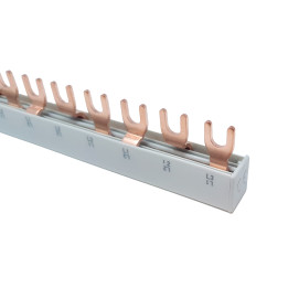 Jeu de barres MCB 16 mm2, triphasé, type fourche, 210 mm, 12 modules
