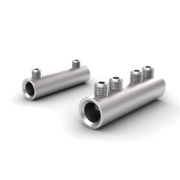 Straight-through connector Al Cu 2.5-25mm with hex grub screws