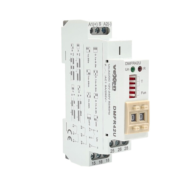 DMFR42U relais temporisé numérique multifonctionnel 2CO 8A AC/DC 12-230V