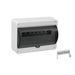 Distribution box surface 12 modues with transparent door and clamps (N+PE) IP40