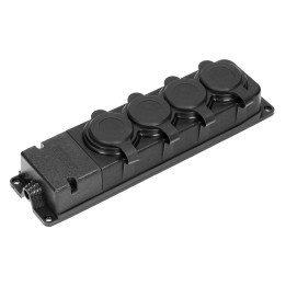 Heavy-duty extension socket, rubber, IP44, 4 schuko sockets, flame-resistant casing