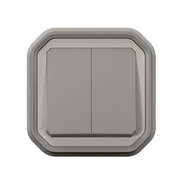 INTERRUPTEUR 2 VOIES PLEXO OU BOUTON POUSSOIR 2 GROUPES - GRIS - FLUSH